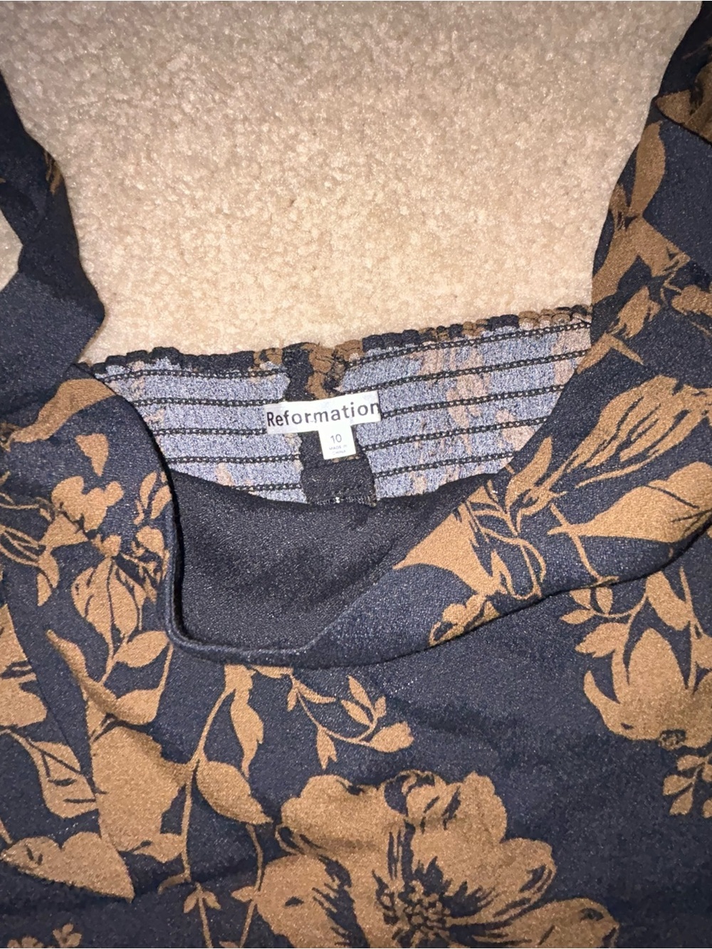 Reformation Ellora Sleeveless Floral Tie-Shoulder Top - Black & Brown - Picture 3 of 4